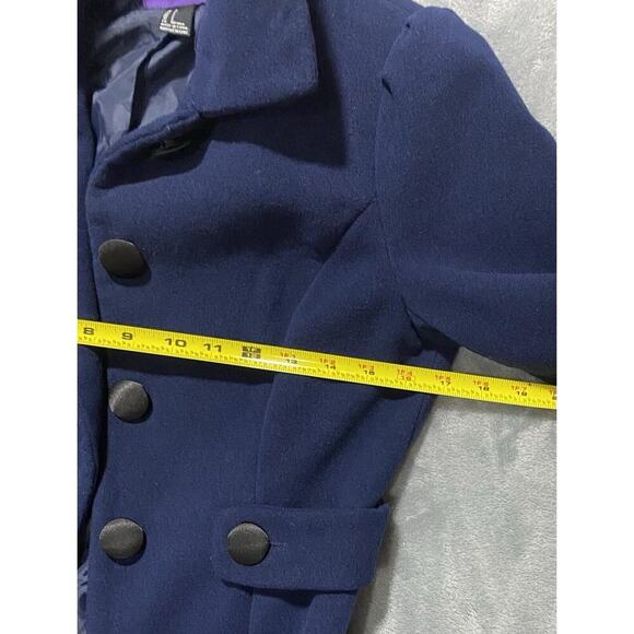 Forever 21 Blue Single Breasted Peacoat S Button Detail Wide Collar - Picture 8 of 10